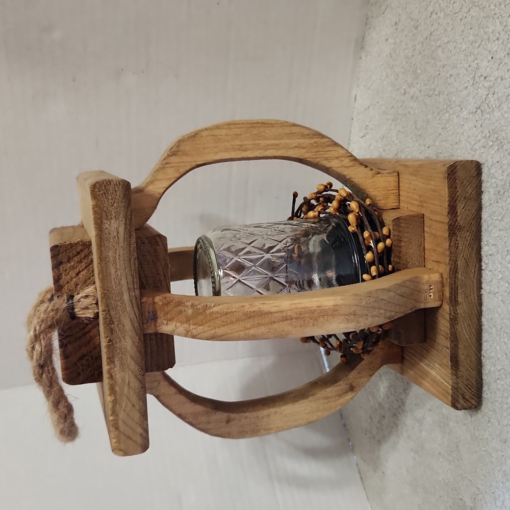 Rustic Decor Lantern Mason Jar Wood - OS
